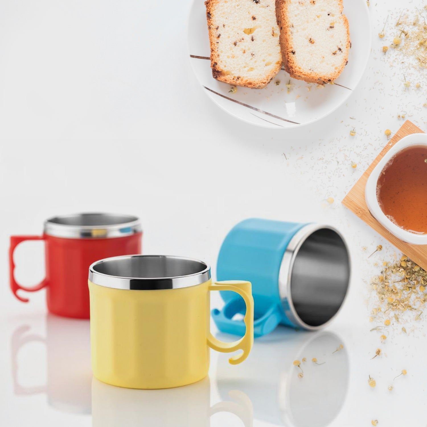 5308 Plastic Steel Cups Premium Cup For Coffee Tea Cocoa, Camping Mugs with Handle, Portable & Easy Clean ( 6 pcs Set ) DeoDap 5308 Plastic Steel Cups Premium Cup For Coffee Tea Cocoa, Camping Mugs with Handle, Portable & Easy Clean ( 6 pcs Set ) DeoDap